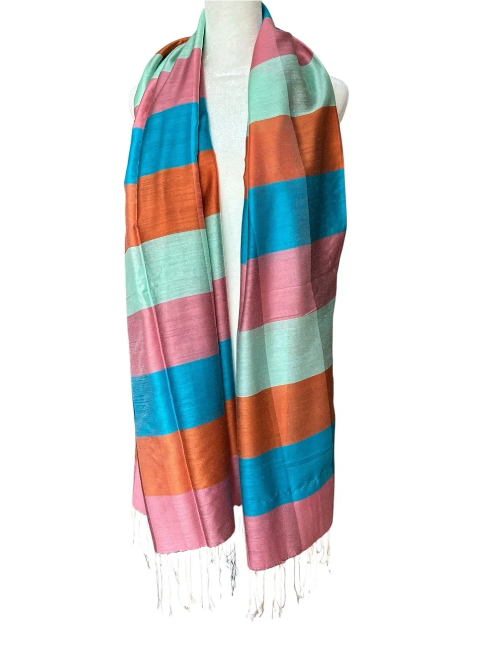 Jewel Toned Striped Silk Scarf